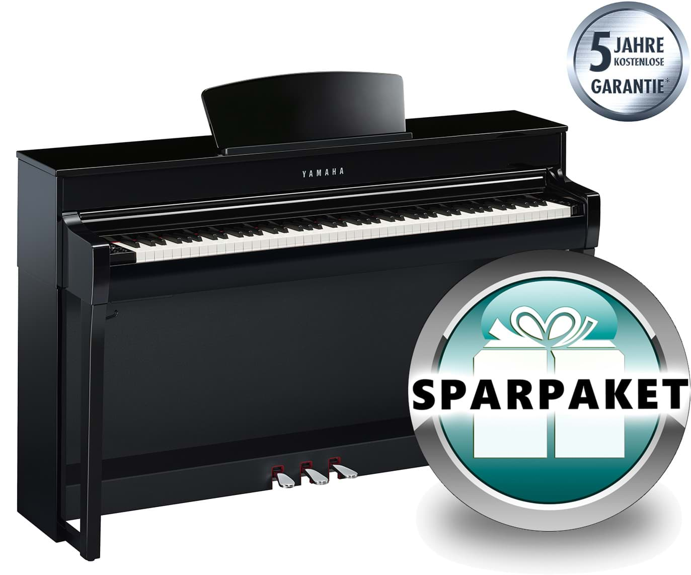 Bild von Yamaha CLP-735 PE Digitalpiano Schwarz Hochglanz - SPARPAKET