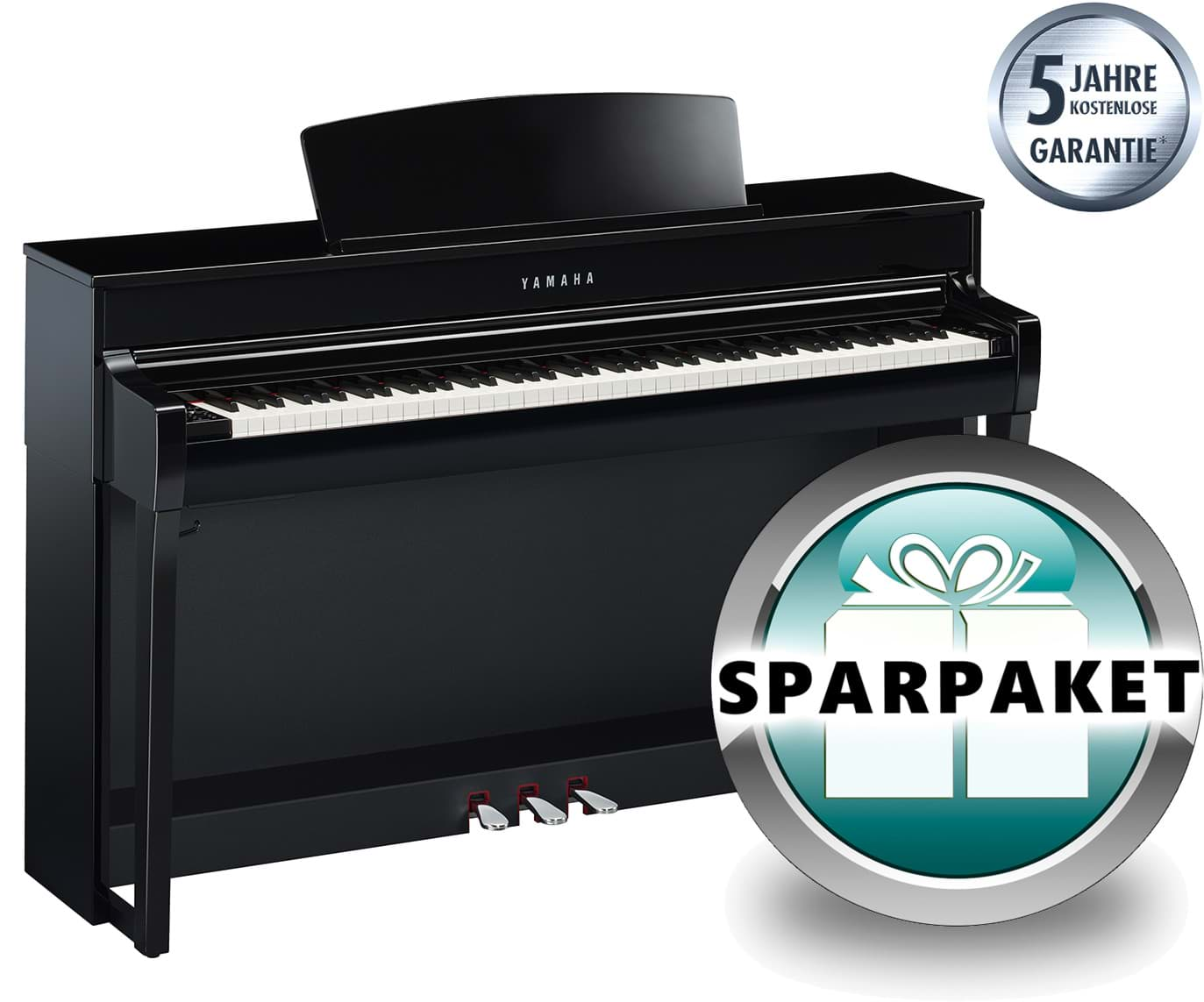 Bild von Yamaha CLP-745 PE Digitalpiano Schwarz Hochglanz - SPARPAKET