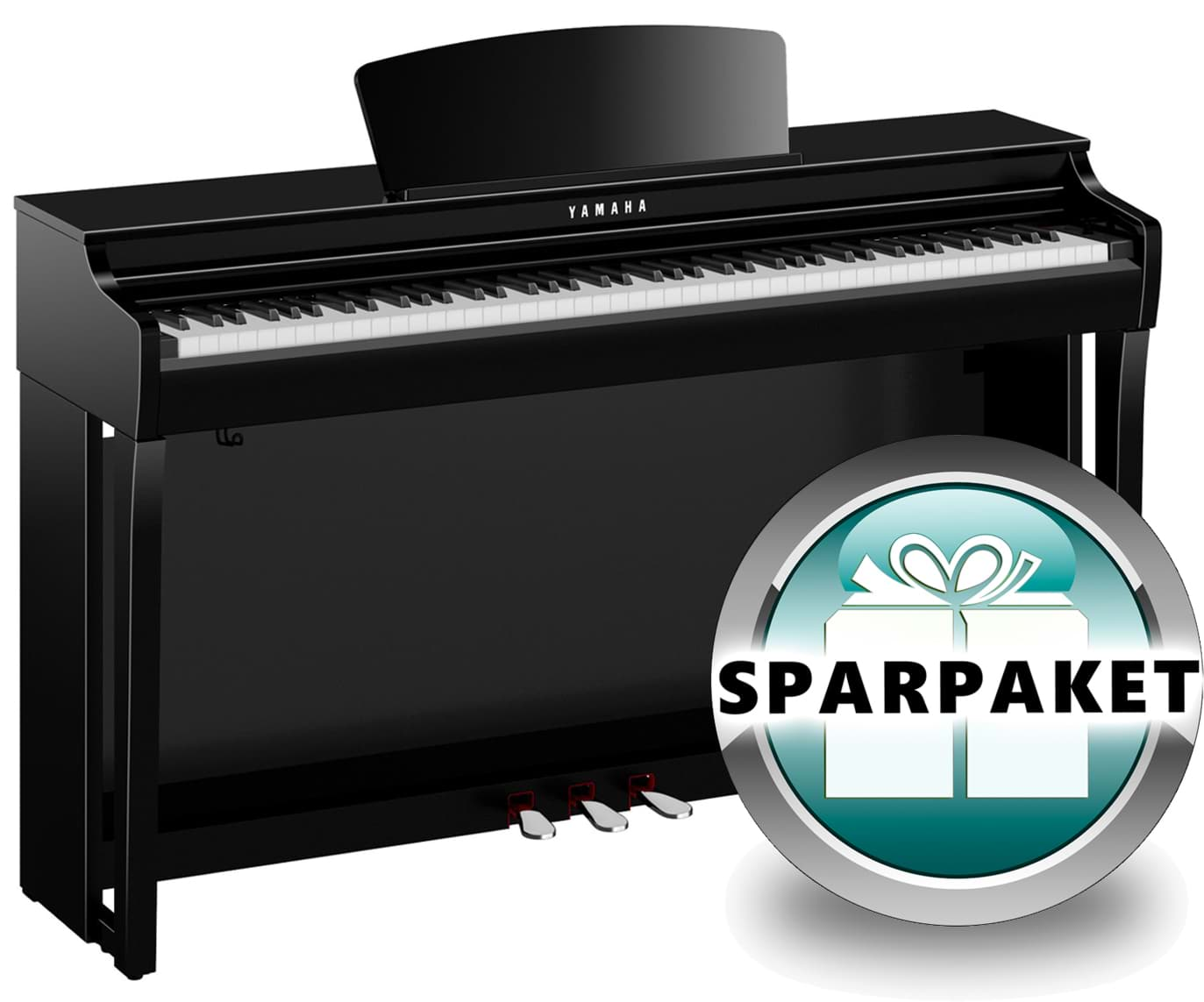 Bild von Yamaha Clavinova CLP-725 PE Schwarz Hochglanz - Sparpaket