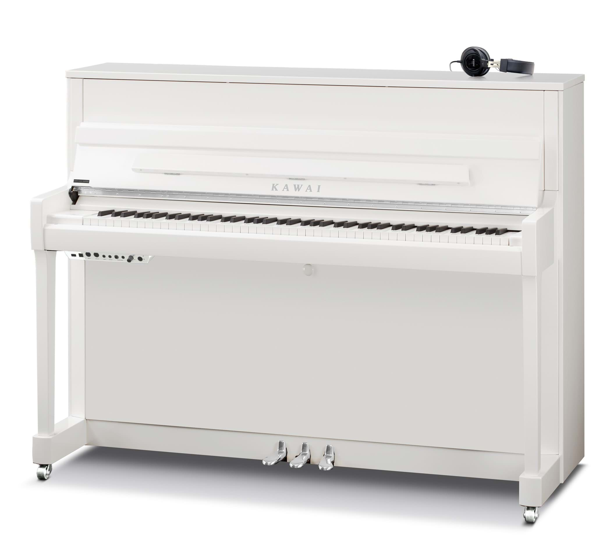 Bild von Kawai K-200 ATX-4 WHP Silber Hybrid-Klavier - Weiß Hochglanz