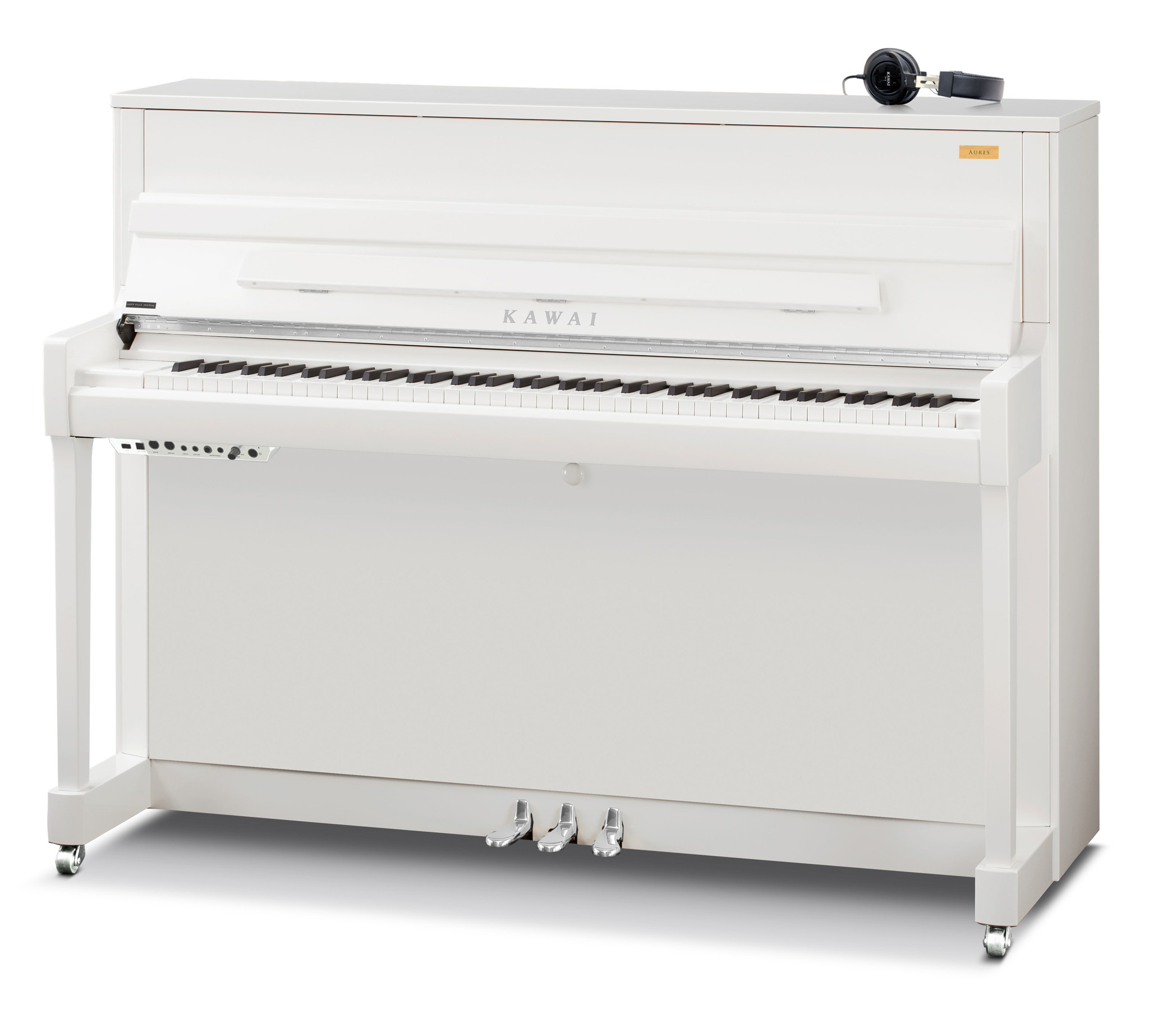 Kawai K-200 AURES 2 WHP Silber Hybrid-Klavier - Weiß Hochglanz