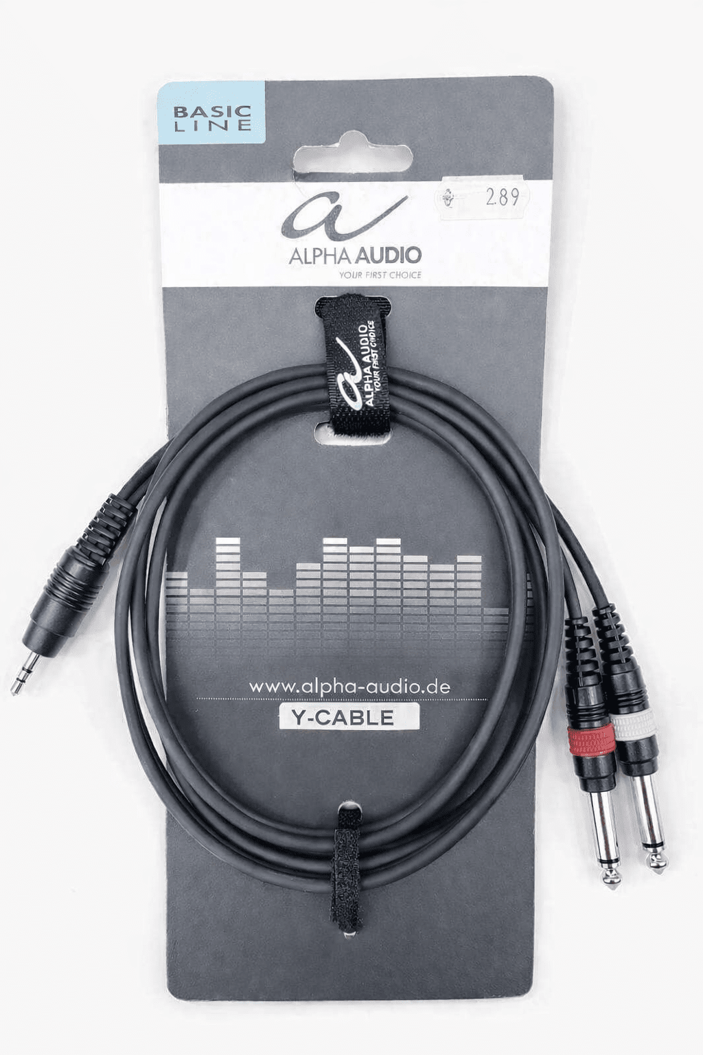 BASIC LINE - Professionelles Audiokabel - 1,5 Meter - 2x 6,3mm Klinke (Mono) auf 1x 3,5mm Klinke (Stereo)