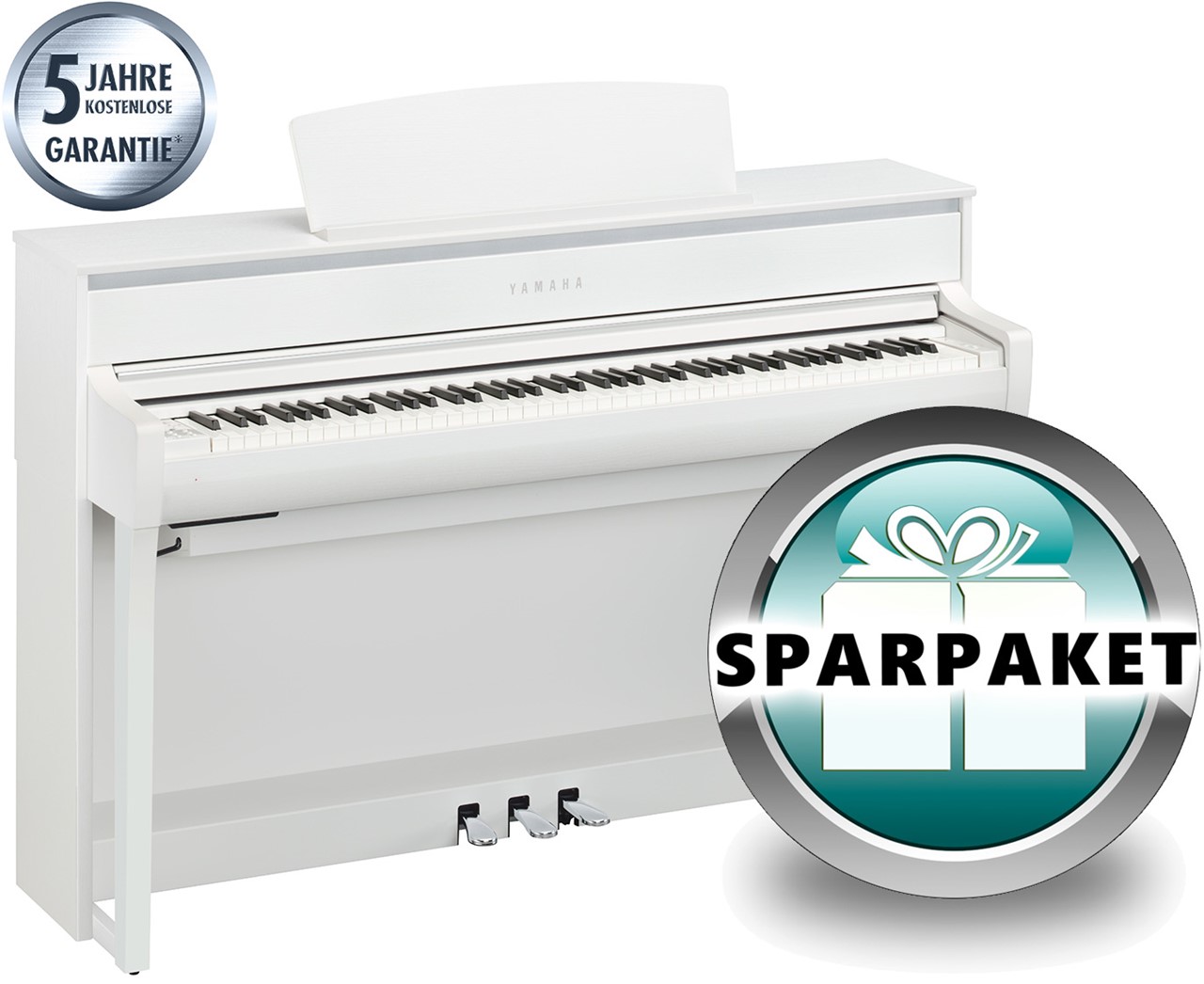 Bild von Yamaha Clavinova CLP-675 WH Weiß Matt - SPARPAKET