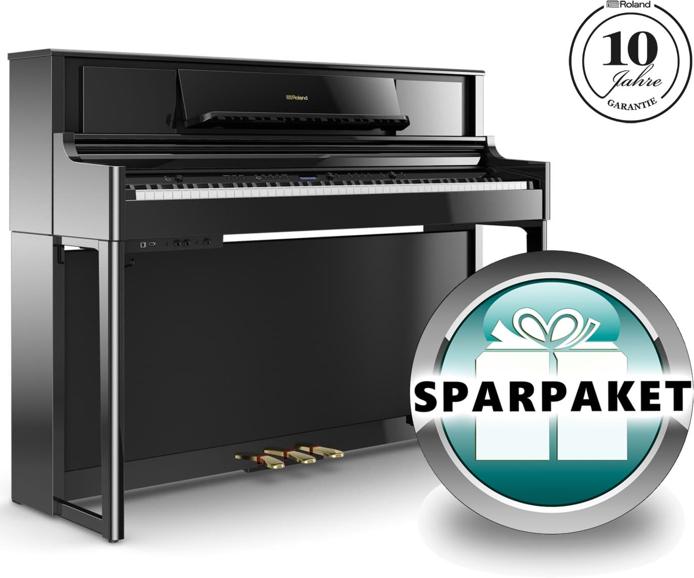 Bild von Roland LX-705 PE Digitalpiano Schwarz Hochglanz - Sparpaket