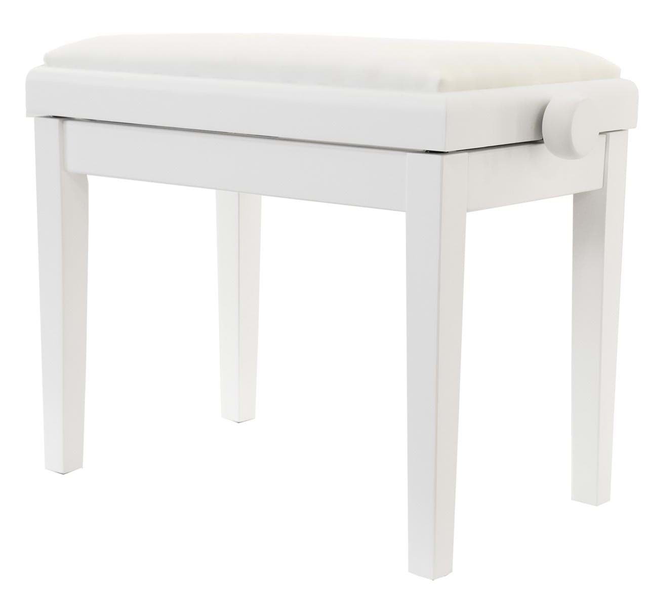 Bild von Deluxe Klavierbank höhenverstellbar - Weiß Matt / Polster Weiß