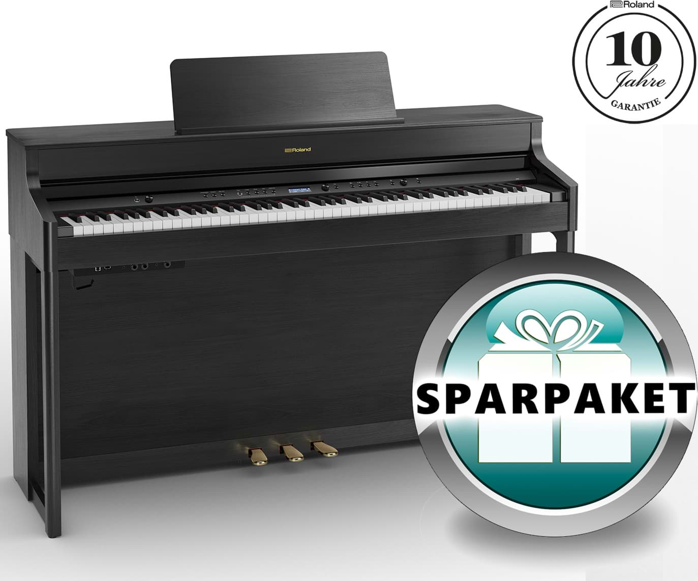 Bild von Roland HP-702 CH Digitalpiano Charcoal Schwarz - Sparpaket