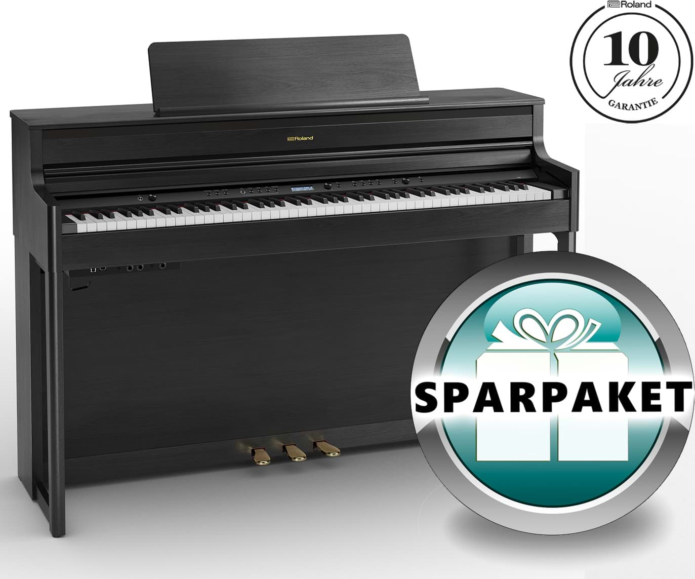 Bild von Roland HP-704 CH Digitalpiano Charcoal Schwarz - Sparpaket