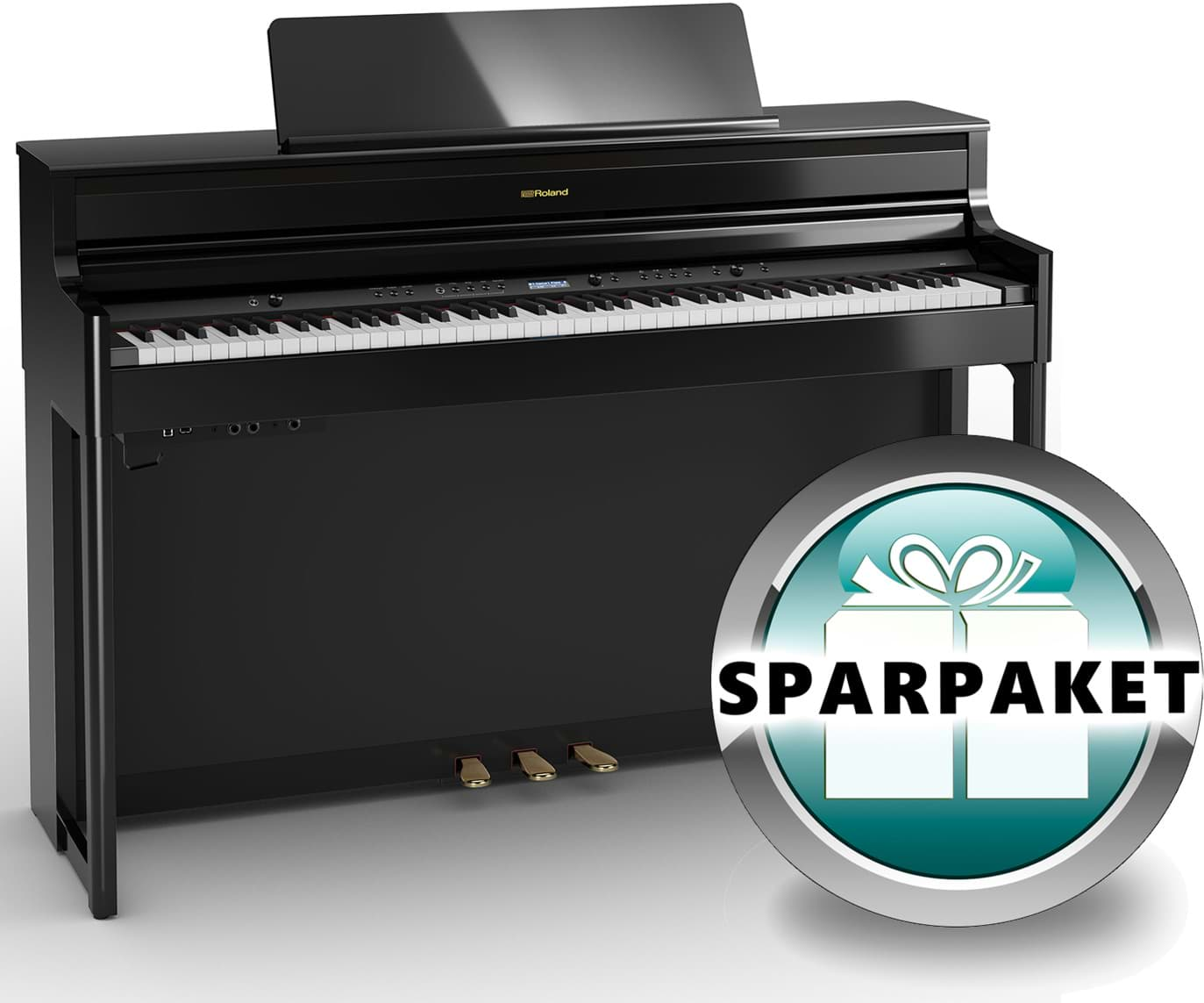 Bild von Roland HP-704 PE Digitalpiano Schwarz Poliert - SPARPAKET