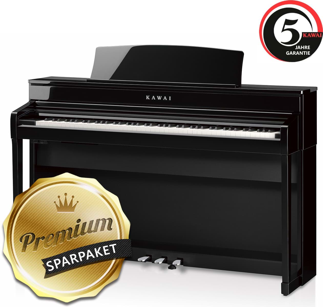 Bild von Kawai CA-79 EP Digitalpiano Schwarz Hochglanz - Premium-Sparpaket